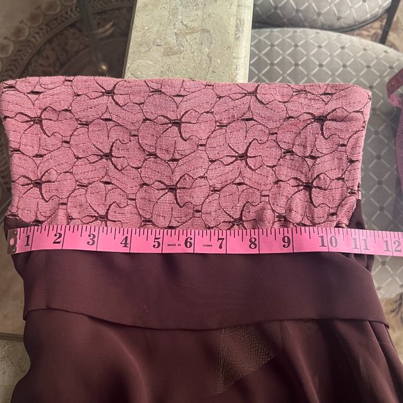 Flowy Chocolate Sheer Strapless Top/Dress Rose Floral Lace Top - Picture 10 of 11